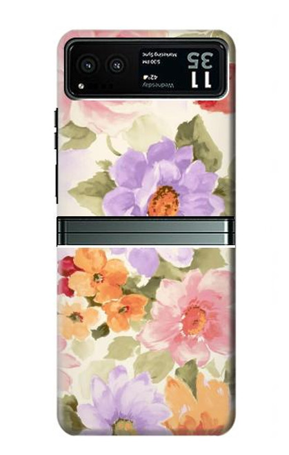 W3035 Sweet Flower Painting Hard Case and Leather Flip Case For Motorola Razr 40