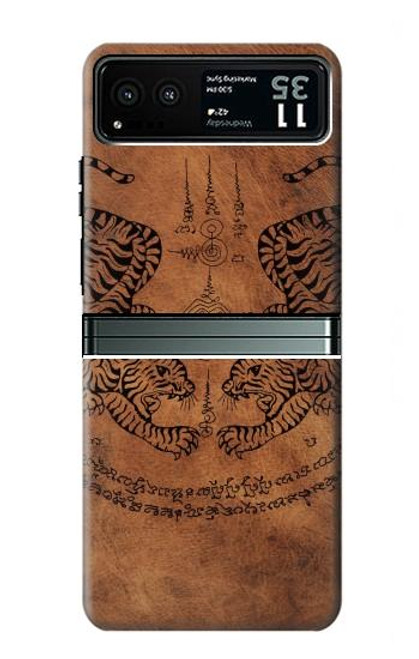 W3209 Sak Yant Twin Tiger Hard Case and Leather Flip Case For Motorola Razr 40