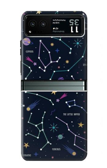 W3220 Star Map Zodiac Constellations Hard Case and Leather Flip Case For Motorola Razr 40