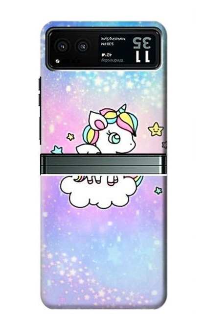 W3256 Cute Unicorn Cartoon Hard Case and Leather Flip Case For Motorola Razr 40