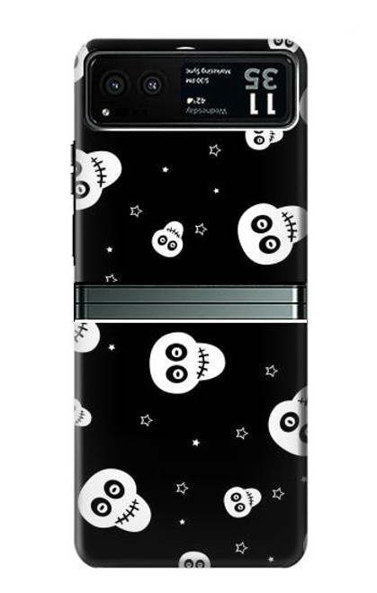 W3261 Smile Skull Halloween Pattern Hard Case and Leather Flip Case For Motorola Razr 40