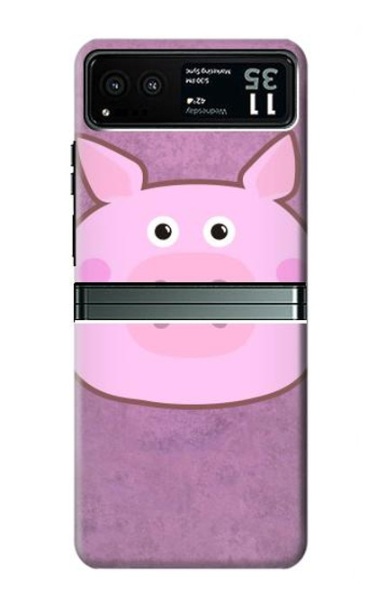 W3269 Pig Cartoon Hard Case and Leather Flip Case For Motorola Razr 40