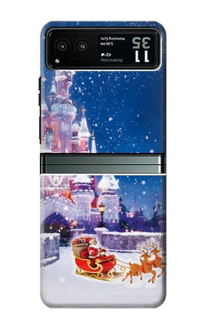 W3282 Santa Xmas Castle Hard Case and Leather Flip Case For Motorola Razr 40