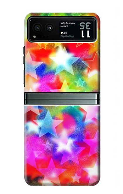 W3292 Colourful Disco Star Hard Case and Leather Flip Case For Motorola Razr 40