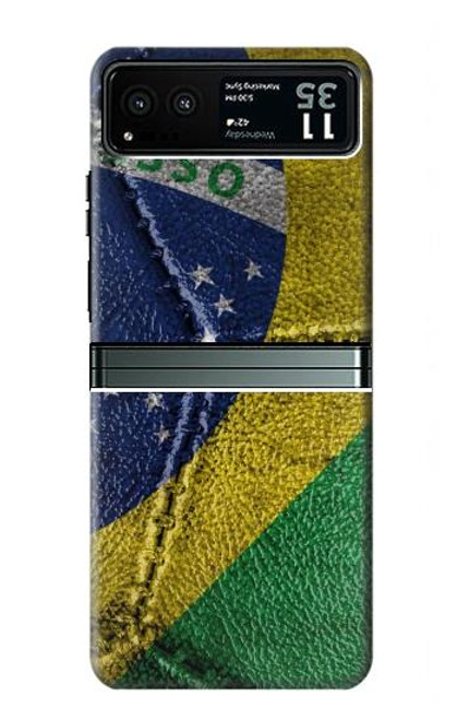 W3297 Brazil Flag Vintage Football Graphic Hard Case and Leather Flip Case For Motorola Razr 40