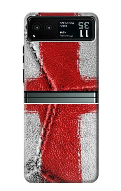 W3316 England Flag Vintage Football Graphic Hard Case and Leather Flip Case For Motorola Razr 40