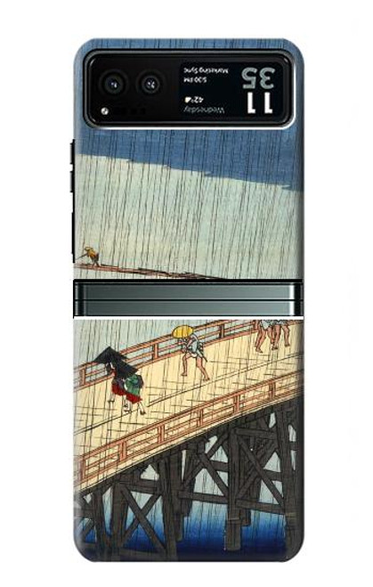 W3347 Utagawa Hiroshige Sudden shower Hard Case and Leather Flip Case For Motorola Razr 40