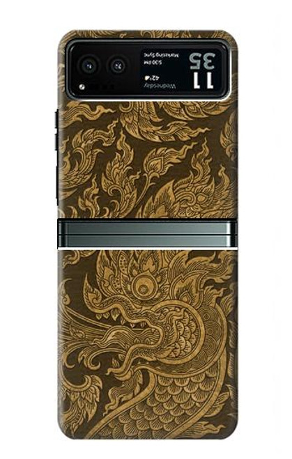 W3382 Thai Art Naga Hard Case and Leather Flip Case For Motorola Razr 40