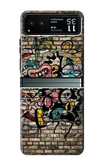 W3394 Graffiti Wall Hard Case and Leather Flip Case For Motorola Razr 40