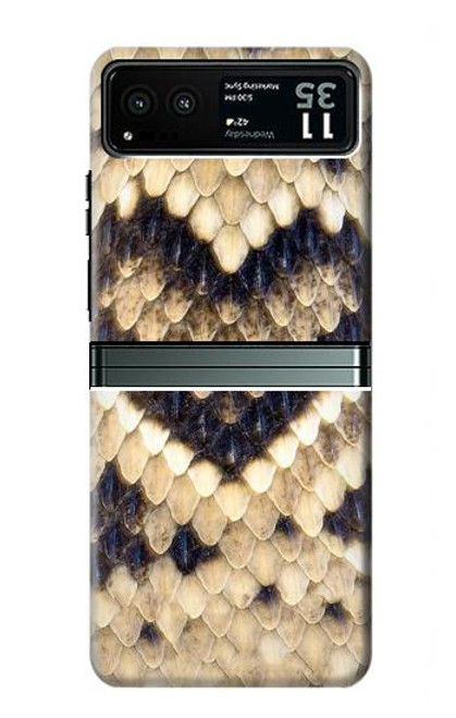 W3417 Diamond Rattle Snake Graphic Print Hard Case and Leather Flip Case For Motorola Razr 40