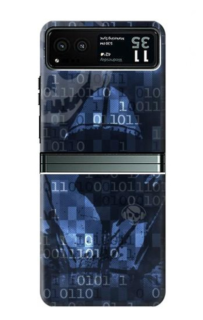 W3431 Digital Code Cyber Hacker Hard Case and Leather Flip Case For Motorola Razr 40