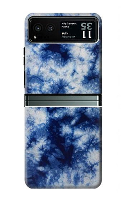 W3439 Fabric Indigo Tie Dye Hard Case and Leather Flip Case For Motorola Razr 40