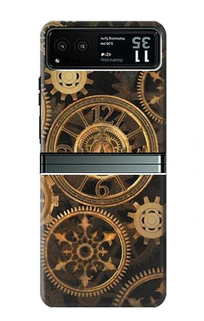 W3442 Clock Gear Hard Case and Leather Flip Case For Motorola Razr 40