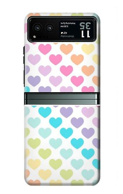 W3499 Colorful Heart Pattern Hard Case and Leather Flip Case For Motorola Razr 40