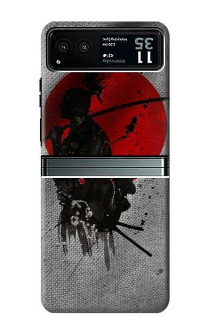 W3517 Japan Flag Samurai Hard Case and Leather Flip Case For Motorola Razr 40