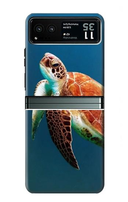 W3899 Sea Turtle Hard Case and Leather Flip Case For Motorola Razr 40