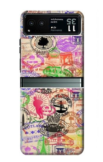 W3904 Travel Stamps Hard Case and Leather Flip Case For Motorola Razr 40