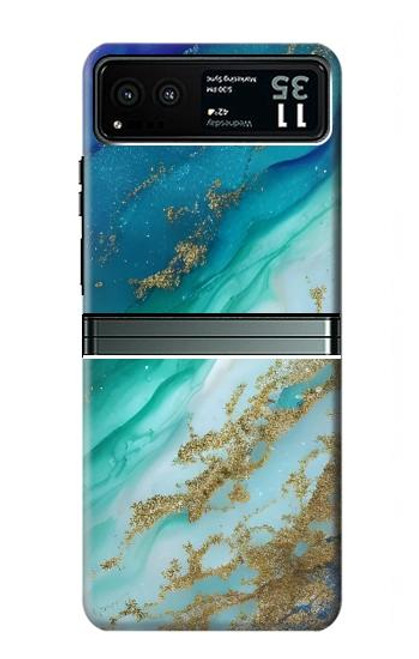W3920 Abstract Ocean Blue Color Mixed Emerald Hard Case and Leather Flip Case For Motorola Razr 40