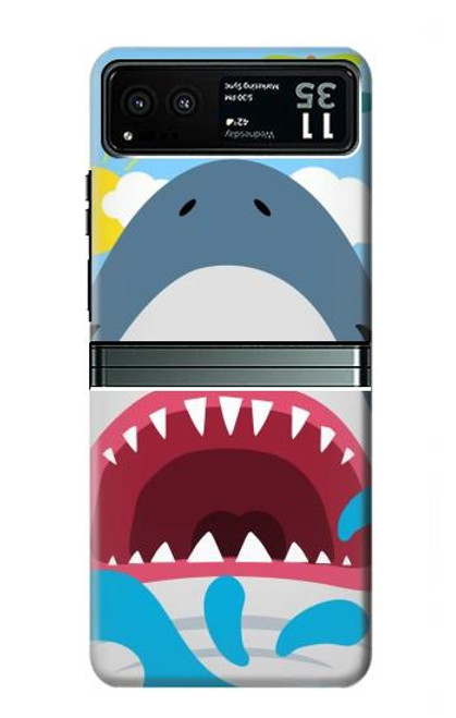 W3947 Shark Helicopter Cartoon Hard Case and Leather Flip Case For Motorola Razr 40