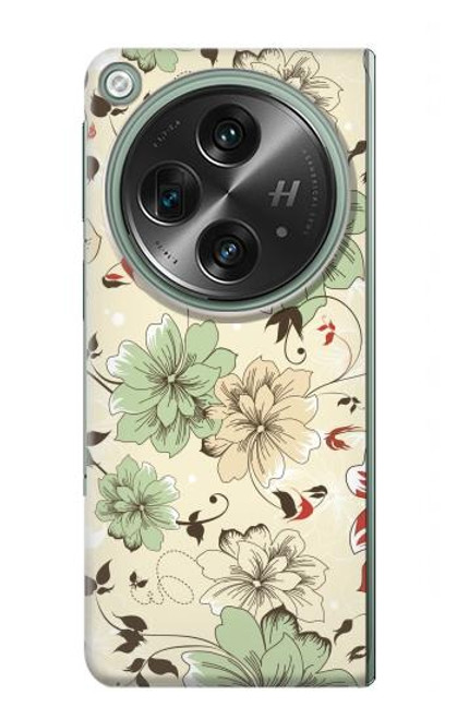 W2179 Flower Floral Vintage Art Pattern Hard Case and Leather Flip Case For OnePlus OPEN