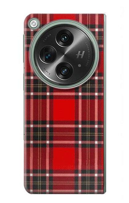 W2374 Tartan Red Pattern Hard Case and Leather Flip Case For OnePlus OPEN