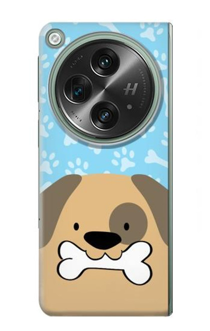 W2669 Cute Dog Paws Bones Cartoon Hard Case and Leather Flip Case For OnePlus OPEN