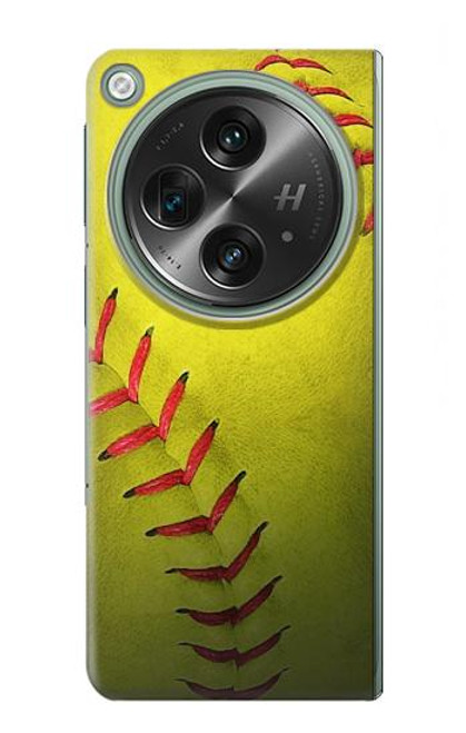 W3031 Yellow Softball Ball Hard Case and Leather Flip Case For OnePlus OPEN