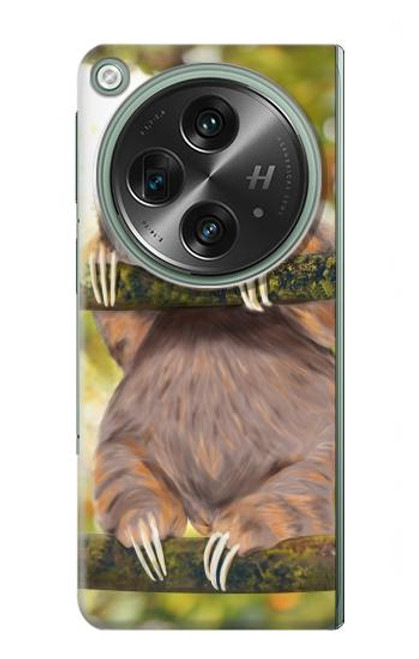 W3138 Cute Baby Sloth Paint Hard Case and Leather Flip Case For OnePlus OPEN