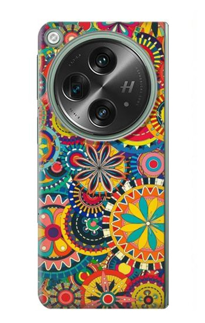 W3272 Colorful Pattern Hard Case and Leather Flip Case For OnePlus OPEN