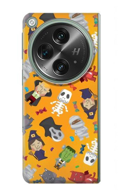 W3275 Cute Halloween Cartoon Pattern Hard Case and Leather Flip Case For OnePlus OPEN