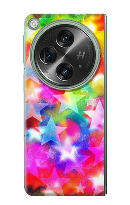 W3292 Colourful Disco Star Hard Case and Leather Flip Case For OnePlus OPEN