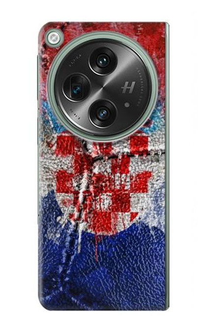 W3313 Croatia Flag Vintage Football Graphic Hard Case and Leather Flip Case For OnePlus OPEN