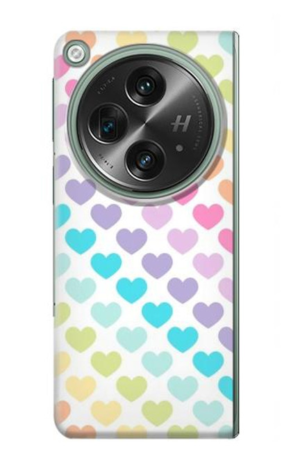 W3499 Colorful Heart Pattern Hard Case and Leather Flip Case For OnePlus OPEN