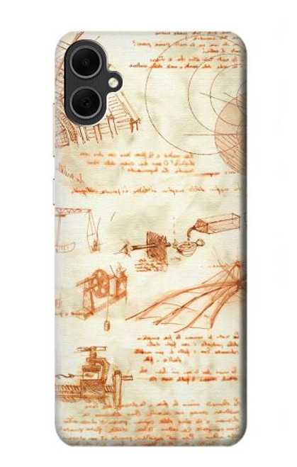 W0566 Technical Drawing Da Vinci Hard Case and Leather Flip Case For Samsung Galaxy A05