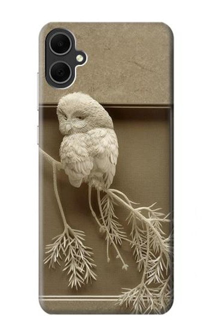 W1386 Paper Sculpture Owl Hard Case and Leather Flip Case For Samsung Galaxy A05