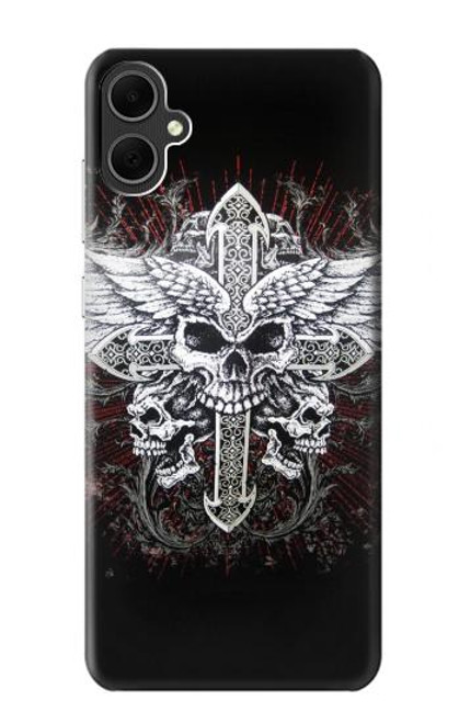 W1434 Skull Wing Tattoo Biker Hard Case and Leather Flip Case For Samsung Galaxy A05