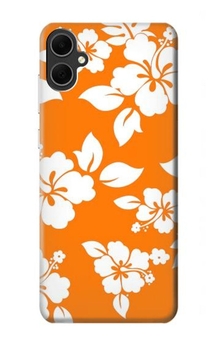 W2245 Hawaiian Hibiscus Orange Pattern Hard Case and Leather Flip Case For Samsung Galaxy A05