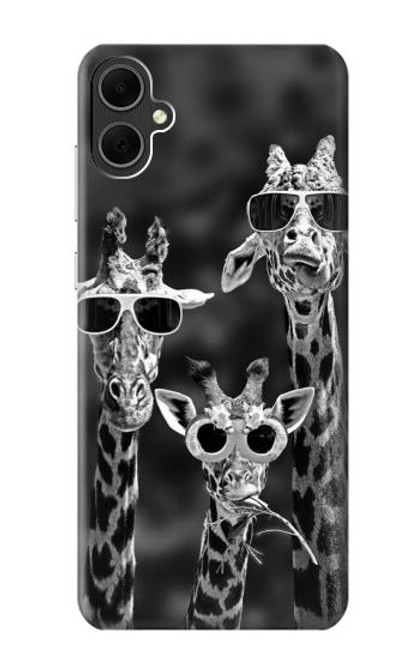 W2327 Giraffes With Sunglasses Hard Case and Leather Flip Case For Samsung Galaxy A05