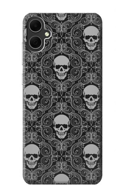 W2371 Skull Vintage Monochrome Pattern Hard Case and Leather Flip Case For Samsung Galaxy A05