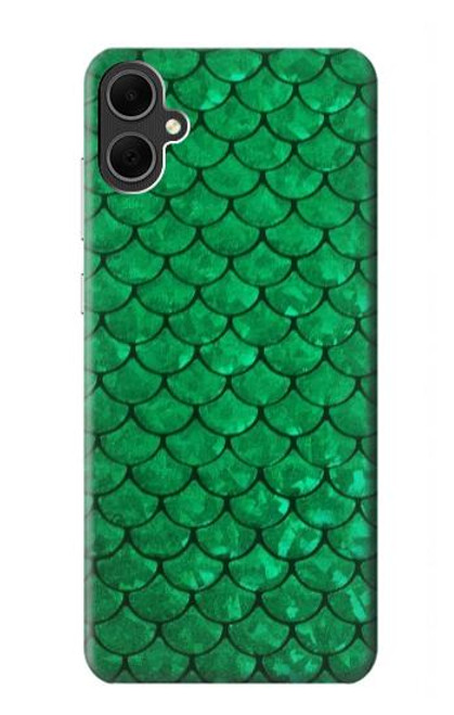 W2704 Green Fish Scale Pattern Graphic Hard Case and Leather Flip Case For Samsung Galaxy A05