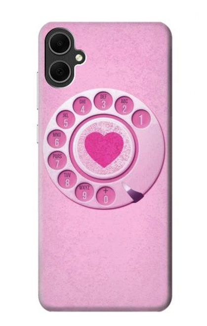 W2847 Pink Retro Rotary Phone Hard Case and Leather Flip Case For Samsung Galaxy A05