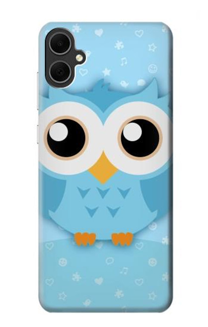 W3029 Cute Blue Owl Hard Case and Leather Flip Case For Samsung Galaxy A05