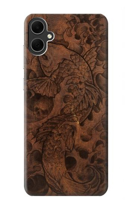 W3405 Fish Tattoo Leather Graphic Print Hard Case and Leather Flip Case For Samsung Galaxy A05