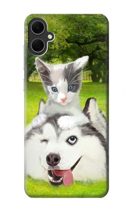 W3795 Kitten Cat Playful Siberian Husky Dog Paint Hard Case and Leather Flip Case For Samsung Galaxy A05