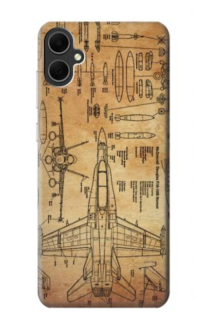 W3868 Aircraft Blueprint Old Paper Hard Case and Leather Flip Case For Samsung Galaxy A05