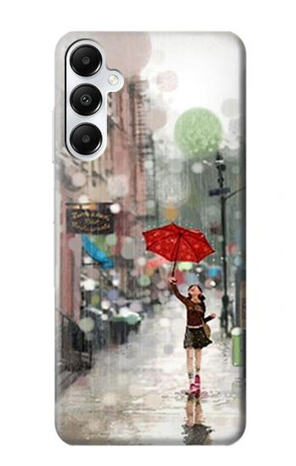 W0108 Girl in The Rain Hard Case and Leather Flip Case For Samsung Galaxy A05s