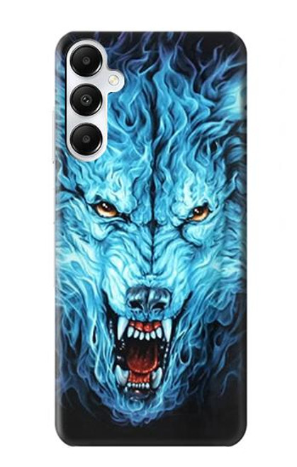 W0752 Blue Fire Grim Wolf Hard Case and Leather Flip Case For Samsung Galaxy A05s