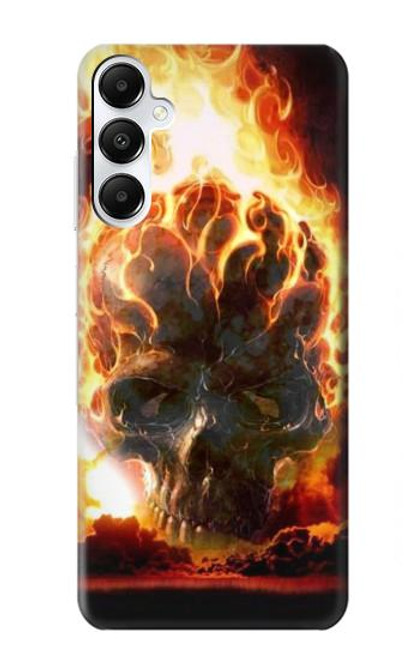 W0863 Hell Fire Skull Hard Case and Leather Flip Case For Samsung Galaxy A05s