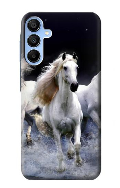 W0246 White Horse Hard Case and Leather Flip Case For Samsung Galaxy A15 5G