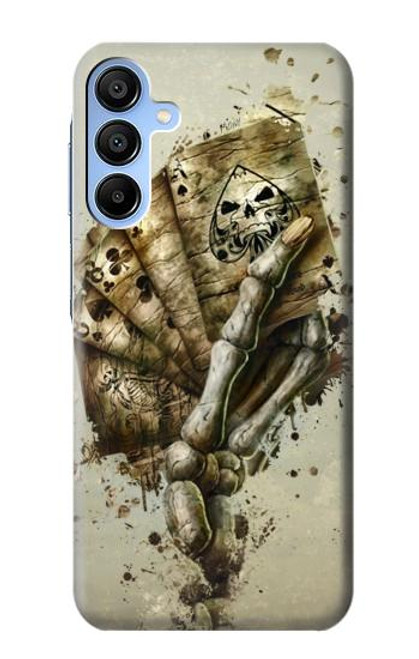 W0550 Skull Card Poker Hard Case and Leather Flip Case For Samsung Galaxy A15 5G